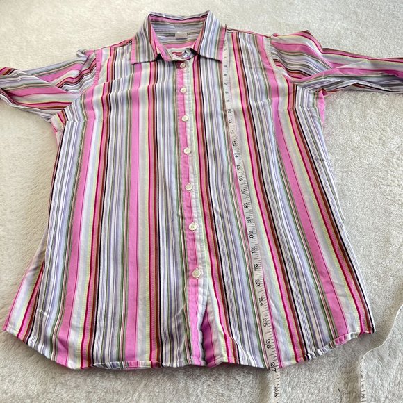 Vintage Y2k J.Crew Slim Fit Shirt Womens M Multi Striped Long Sleeve Button Up - Picture 7 of 12